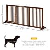 Freestanding Length Adjustable Wooden Pet Gate with Lockable Door 3 Panels, Brown
