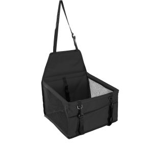 Dog Booster Car Seat Foldable Dog Booster Seat Pet Travel Carrier w/ Clip-on Safety Leash Zipper Storage Pocket for Small Medium Pets Up to 20Lbs (Option: rBlack)