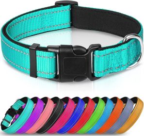 Reflective Dog Collar; Soft Neoprene Padded Breathable Nylon Pet Collar Adjustable for Medium Dogs (Color: Sky blue, size: X-Large (Pack of 1))