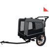 2-in-1 Bike Trailer & Push Cart for Pets - Detachable Bike Hitch & Push Handle Included - All-Terrain Wheels, Quick Release Wheel, Non-Slip Floor