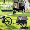 2-in-1 Bike Trailer & Push Cart for Pets - Detachable Bike Hitch & Push Handle Included - All-Terrain Wheels, Quick Release Wheel, Non-Slip Floor
