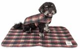 Touchdog 2-In-1 Tartan Plaided Dog Jacket With Matching Reversible Dog Mat