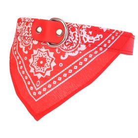 Adjustable Bandana Leather Pet Collar Triangle Scarf (Option: rRed_L)